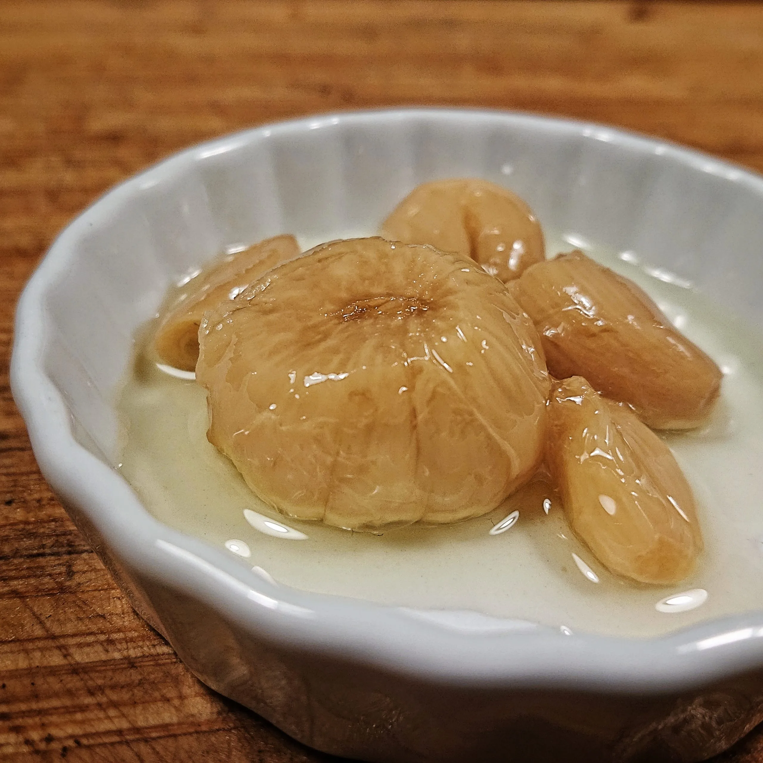 Geconfijte knoflook + knoflookolie